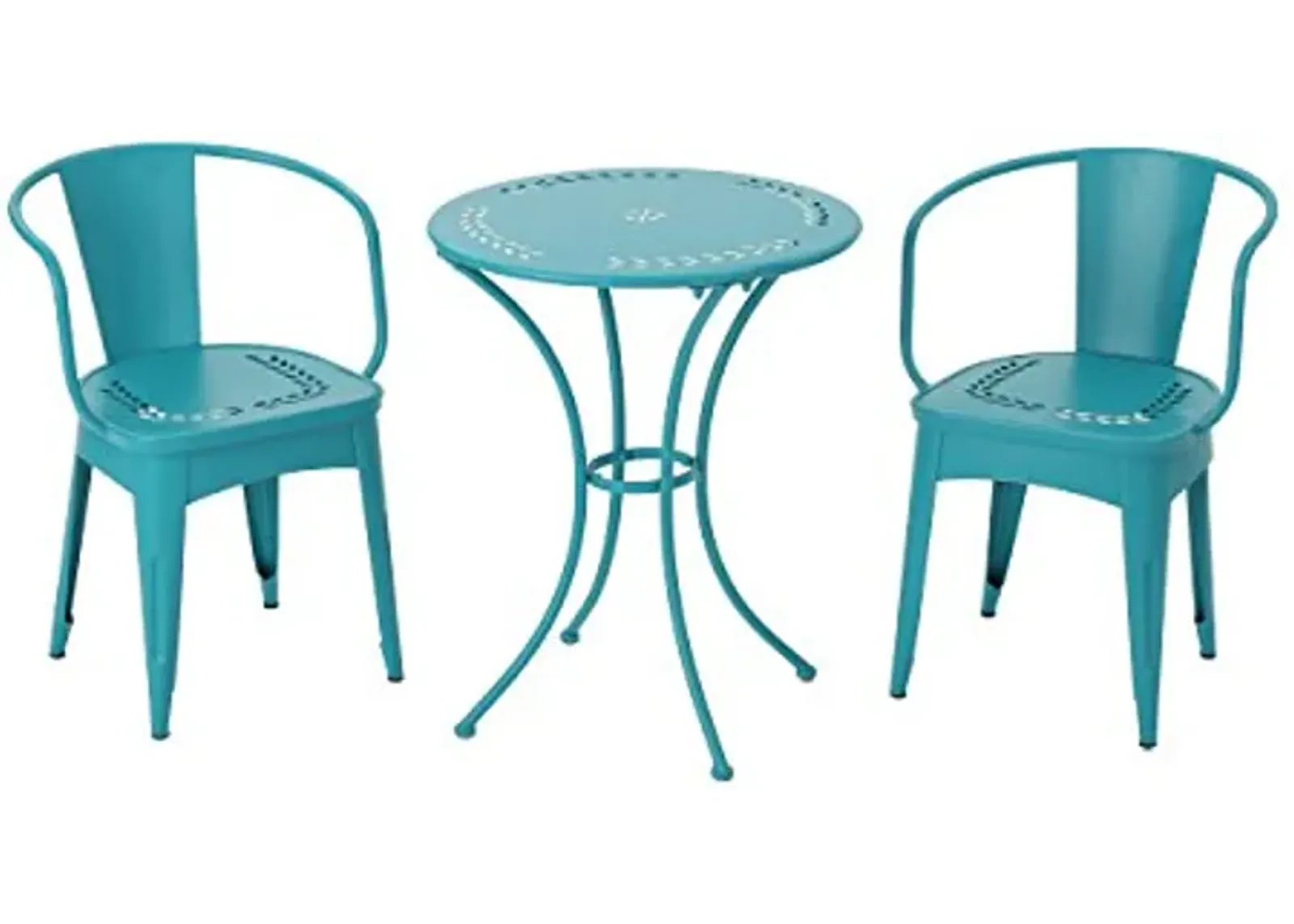 Christopher Knight Home Lourdes Iron Bistro Set, 3-Pcs Set, Matte Teal