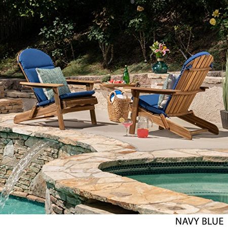 Christopher Knight Home Terry Outdoor Water-Resistant Adirondack Chair Cushions (Set of 2), Navy Blue, 2 Count (Pack of 1)