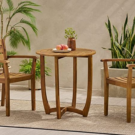 Christopher Knight Home Carina Accent Round Table, Teak Finish Brown