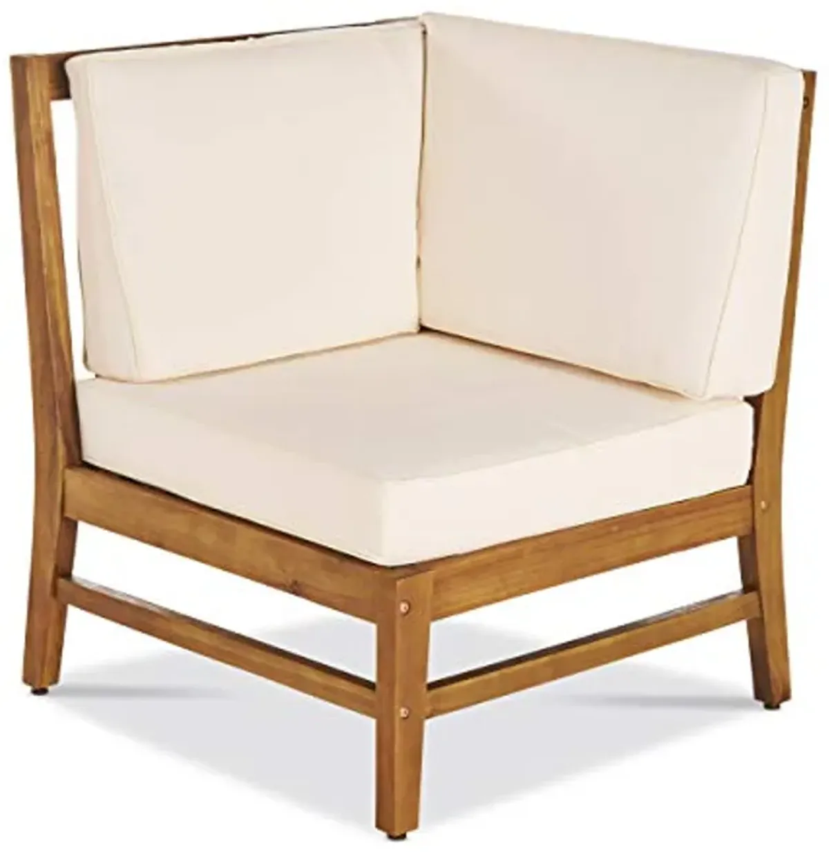 Christopher Knight Home Perla Outdoor Acacia Wood Sofa Set with Water Resistant Cushions, 7-Pcs Set, Teak Finish / Cream