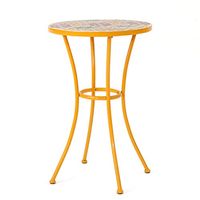 Christopher Knight Home Barnsfield Outdoor Ceramic Tile Side Table with Iron Frame, Yellow