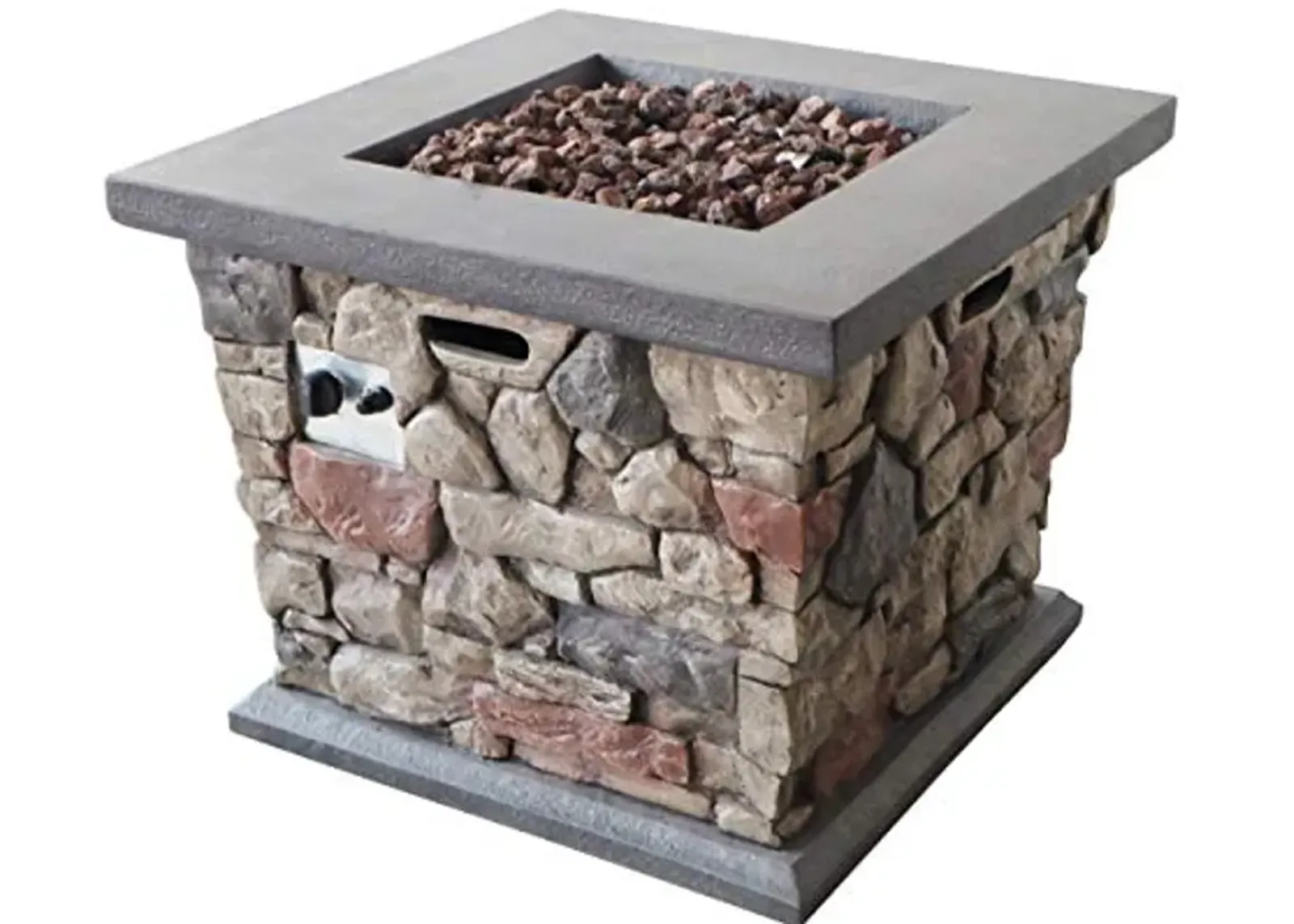 Christopher Knight Home Carson Outdoor Square Fire Pit - 40,000 BTU, Stone Finish