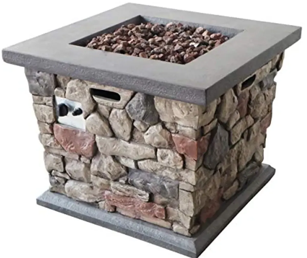 Christopher Knight Home Carson Outdoor Square Fire Pit - 40,000 BTU, Stone Finish