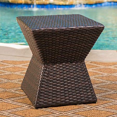 Christopher Knight Home Calhoun Outdoor Wicker 16" Square Side Table, Multibrown