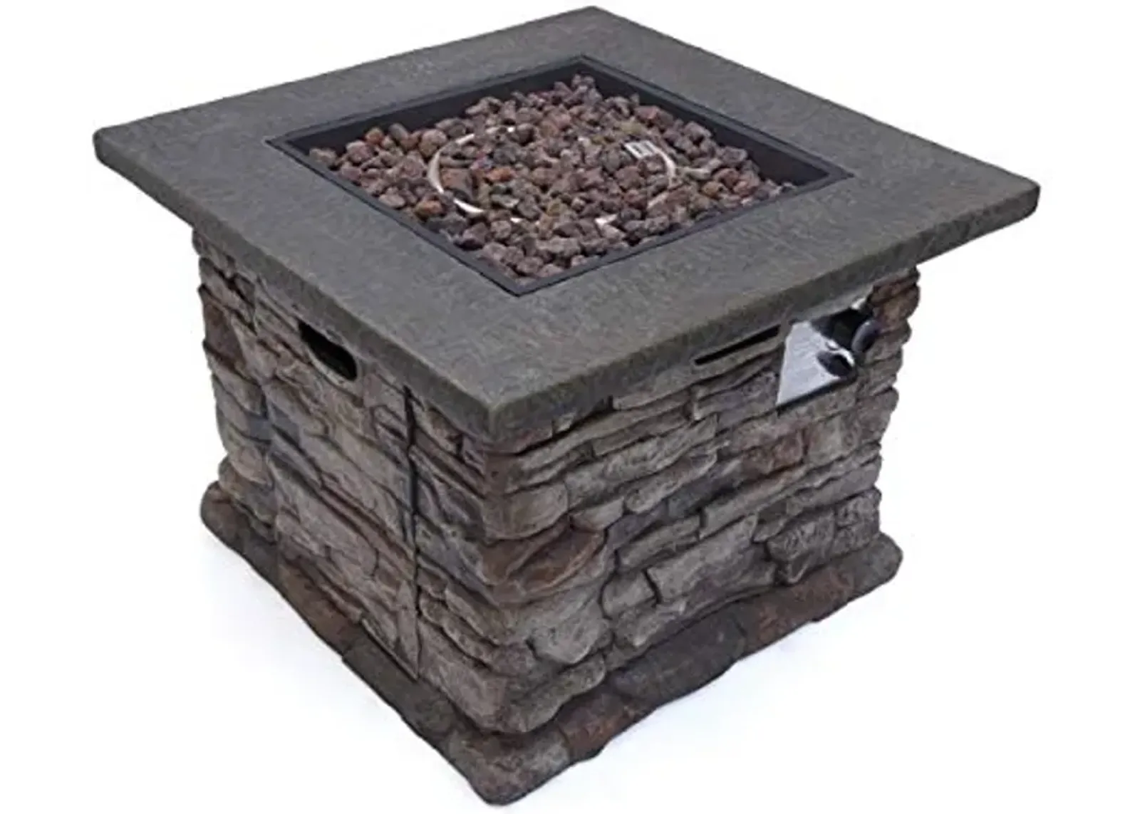 Christopher Knight Home Stonewall Outdoor Square Fire Pit - 40,000 BTU, Natural Stone