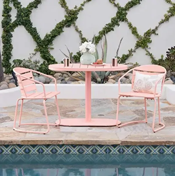 Christopher Knight Home Santa Monica Outdoor Iron Bistro Set, Matte Coral