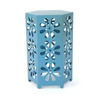 Christopher Knight Home Dandelion Outdoor 14" Iron Floral Side Table, Matte Blue