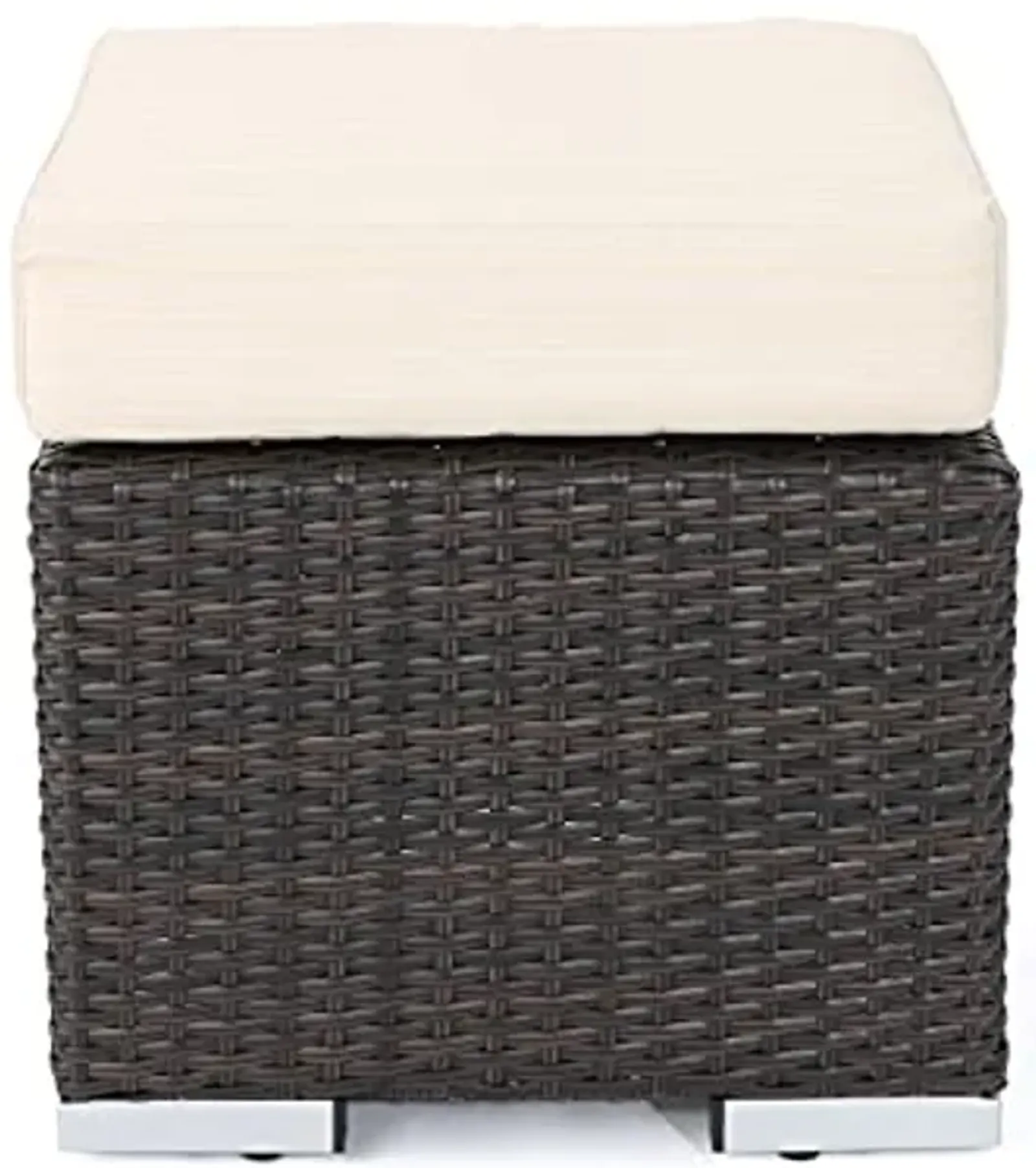 Christopher Knight Home Santa Rosa Outdoor 16" Wicker Ottoman Seat with Water Resistant Cushion, Multibrown / Beige