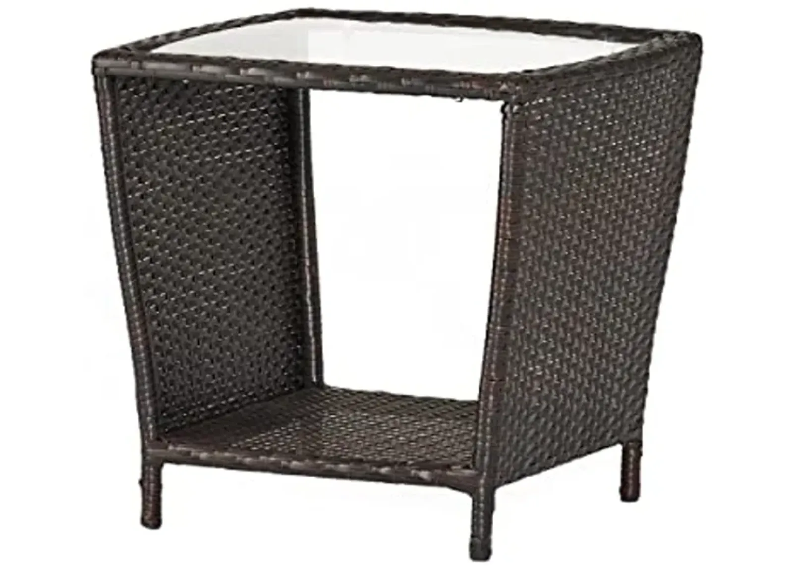 Christopher Knight Home Weston Outdoor Wicker Side Table with Glass Top, Multibrown