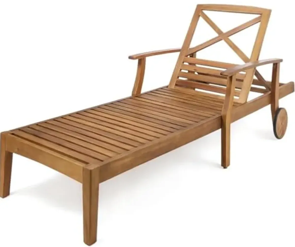 Christopher Knight Home Perla Outdoor Acacia Wood Chaise Lounge, Teak Finish