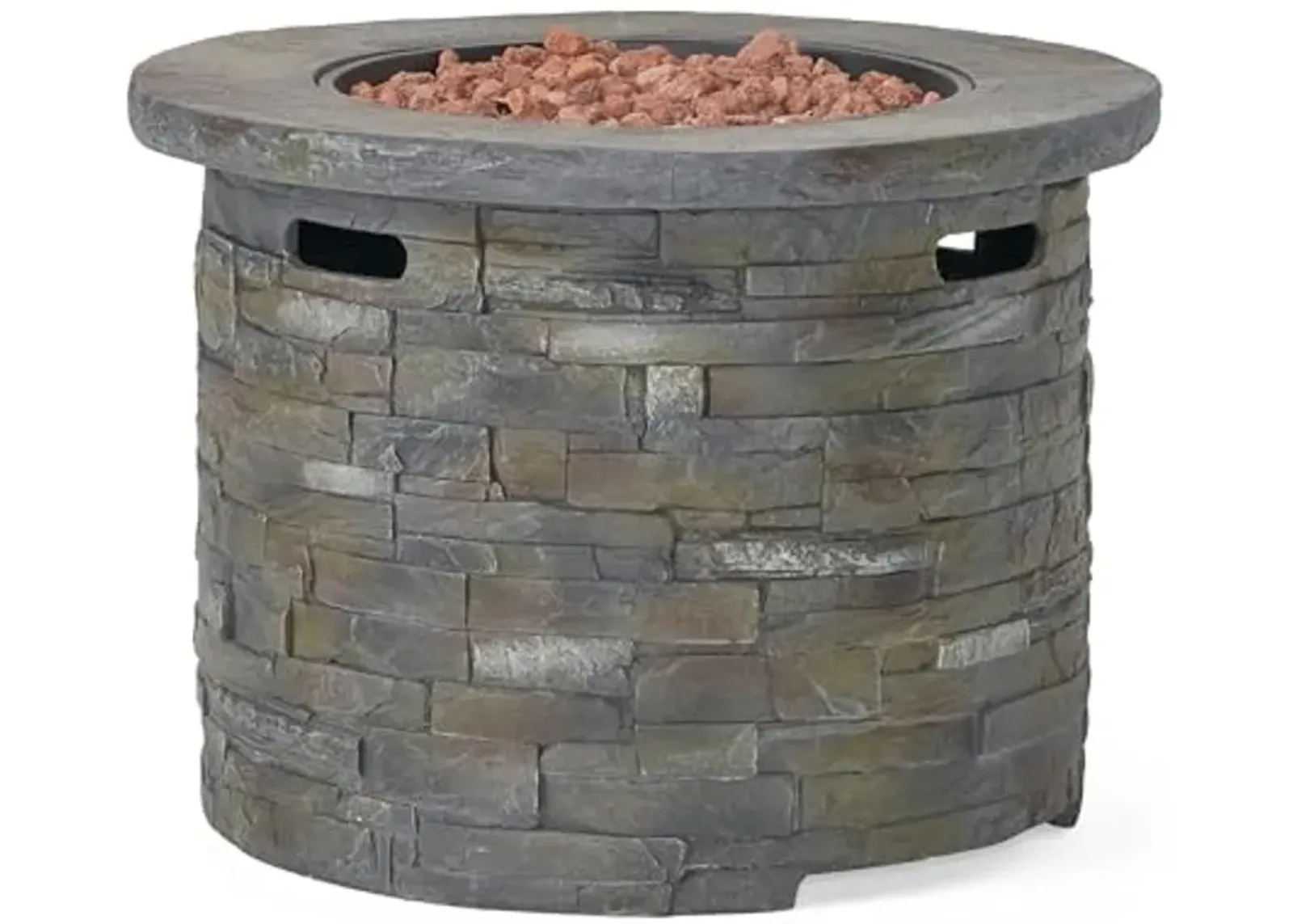 Christopher Knight Home Blaeberry Outdoor Circular Firepit, Natural Stone Finish