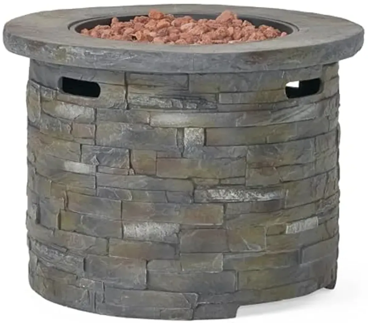 Christopher Knight Home Blaeberry Outdoor Circular Firepit, Natural Stone Finish