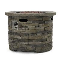 Christopher Knight Home Blaeberry Outdoor Circular Firepit, Natural Stone Finish