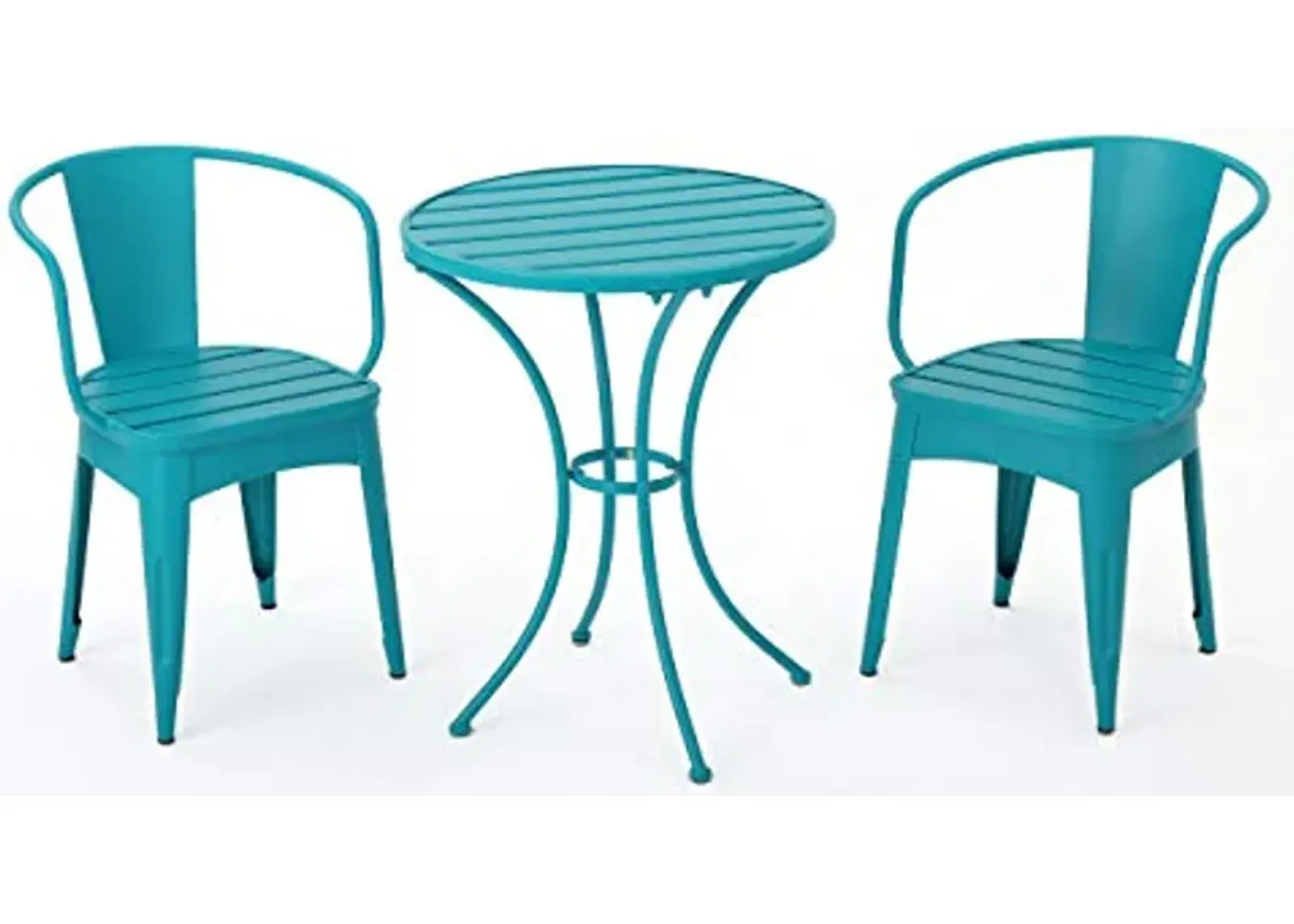 Christopher Knight Home Colmar Outdoor Iron Bistro Set, 3-Pcs Set, Matte Teal