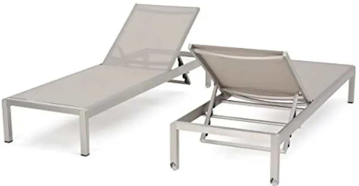 Christopher Knight Home Cape Coral Gray Outdoor Mesh Chaise Lounges, 2-Pcs Set, Gray