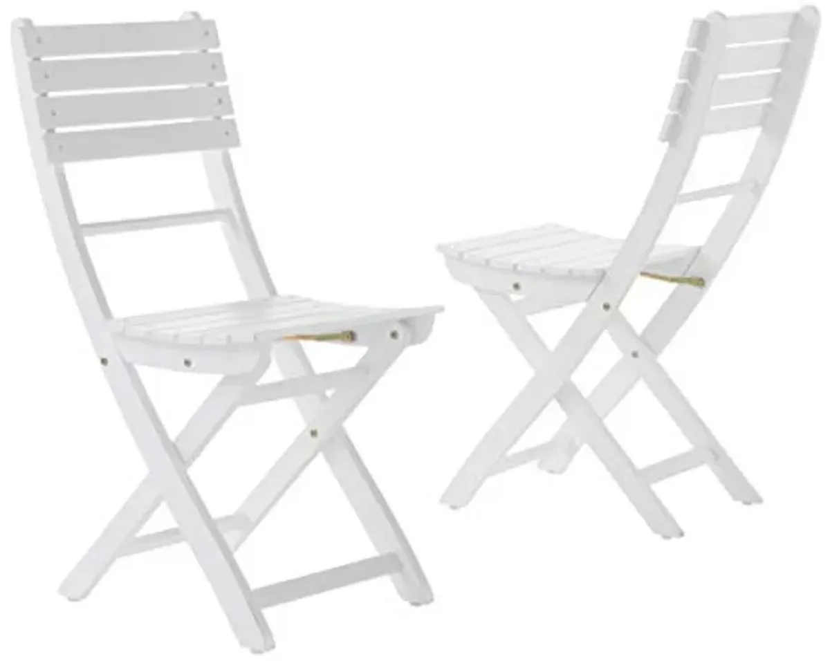 Christopher Knight Home Positano Outdoor Acacia Wood Foldable Dining Chairs, 2-Pcs Set, Pu/ White