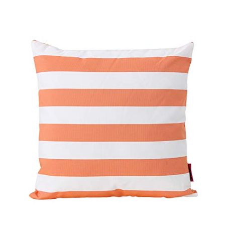 Christopher Knight Home Coronado Outdoor Water Resistant Square Throw Pillow, Orange / White