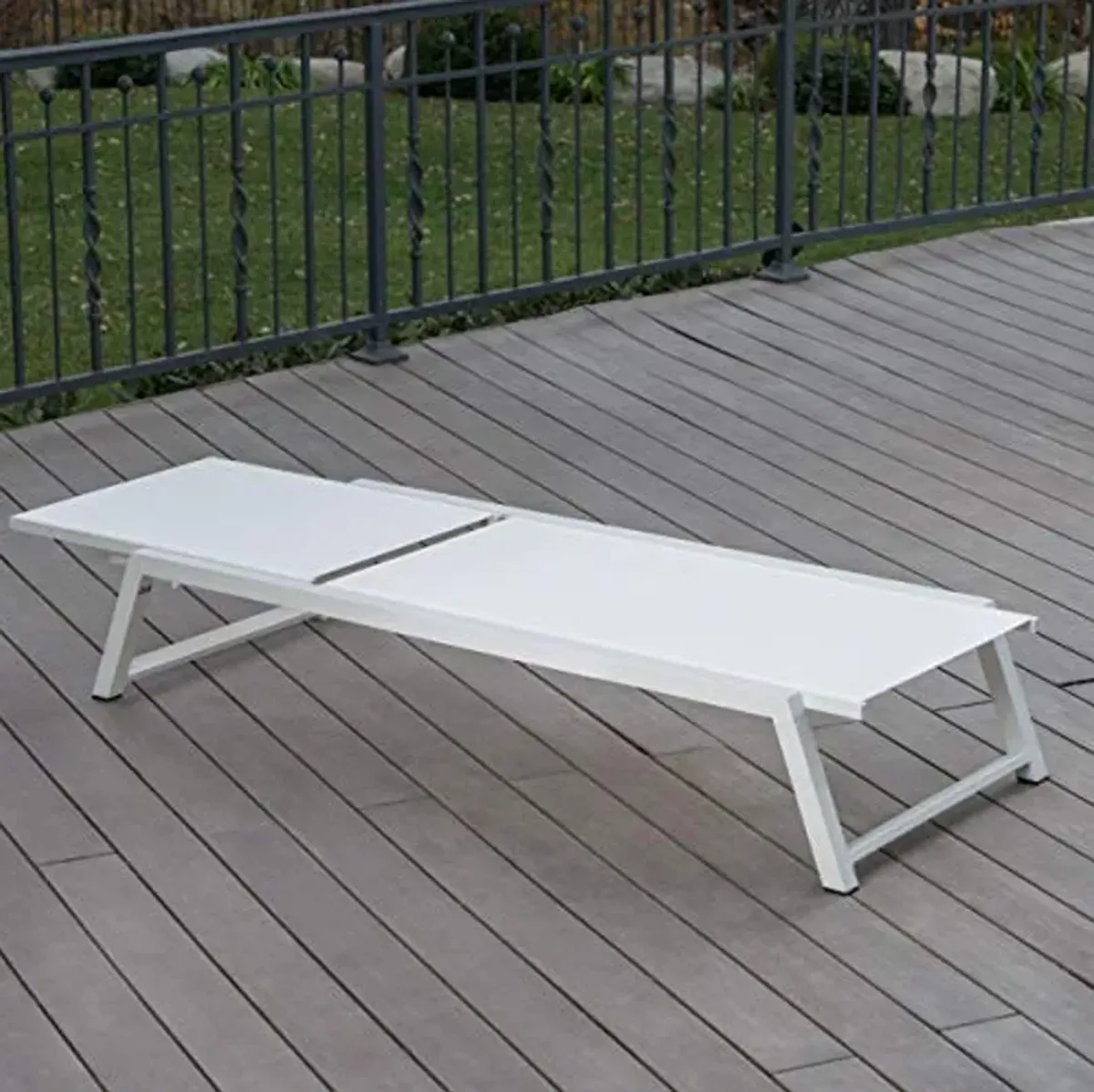 Christopher Knight Home Myers Outdoor Mesh Chaise Lounge with Aluminum Frame, White Mesh / White