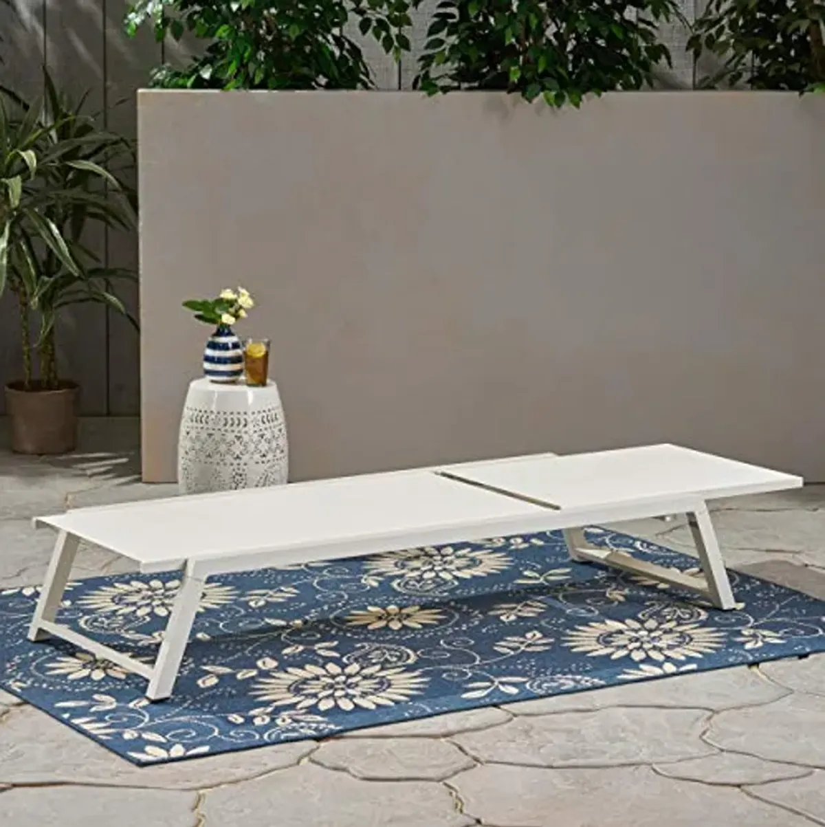 Christopher Knight Home Myers Outdoor Mesh Chaise Lounge with Aluminum Frame, White Mesh / White