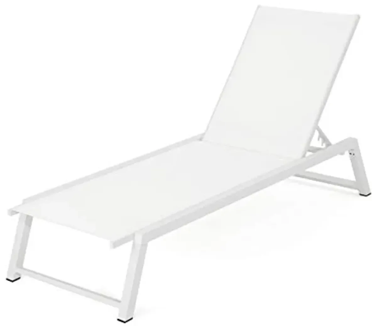 Christopher Knight Home Myers Outdoor Mesh Chaise Lounge with Aluminum Frame, White Mesh / White