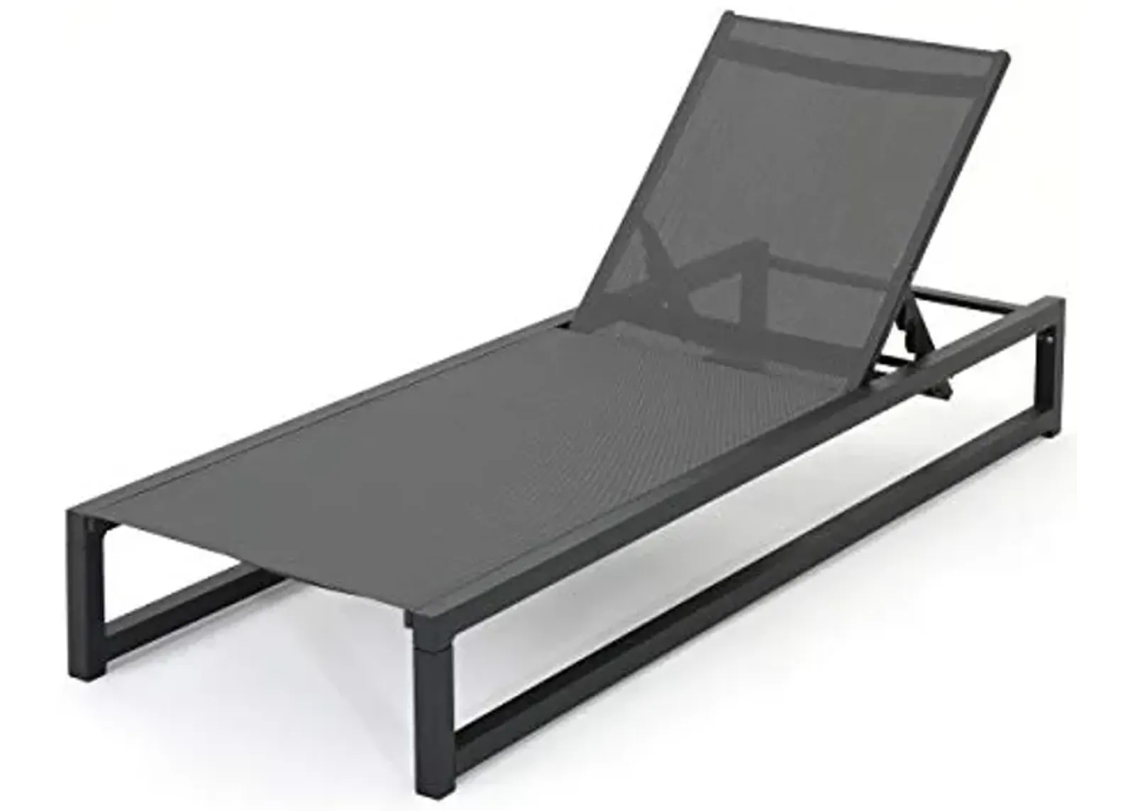 Christopher Knight Home Modesta Outdoor Aluminum Framed Chaise Lounge with Mesh Body, Black Finish / Grey Mesh