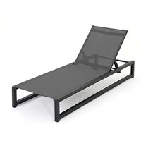 Christopher Knight Home Modesta Outdoor Aluminum Framed Chaise Lounge with Mesh Body, Black Finish / Grey Mesh