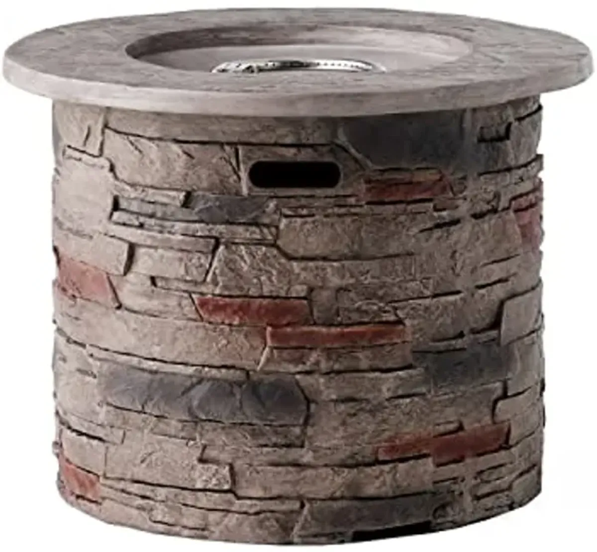 Christopher Knight Home Hoonah Circular MGO Fire Pit with Grey Top - 40,000 BTU, 32", Natural Stone / Grey Top