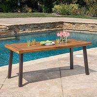 Christopher Knight Home Della Acacia Wood Dining Table, Teak Finish With Rustic Metal