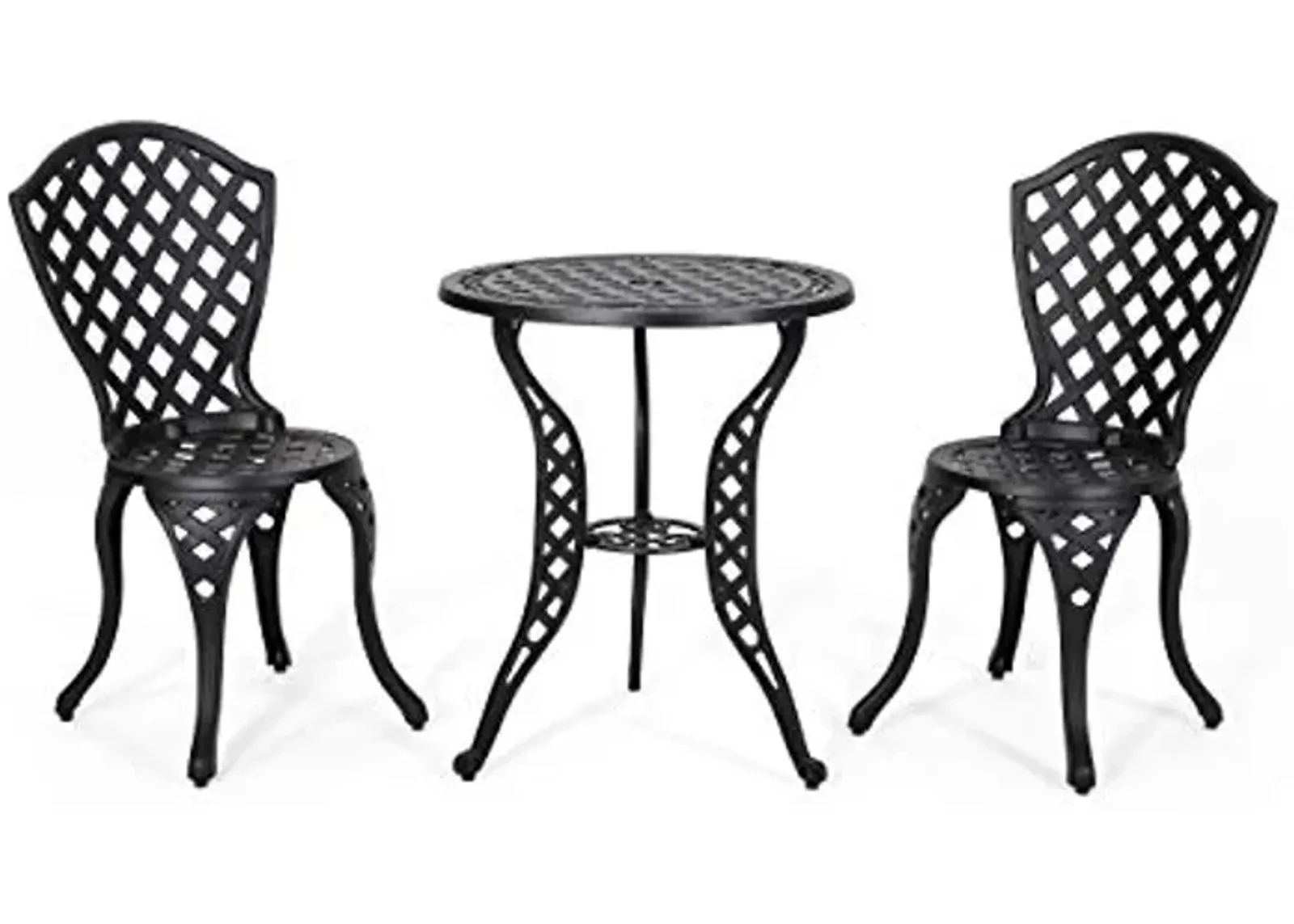 Christopher Knight Home La Sola Metal Outdoor Bistro Set, Black With Bronze