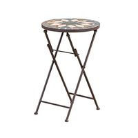 Christopher Knight Home Silvester Outdoor Stone Side Table with Iron Frame, Beige / Black