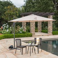 Christopher Knight Home Piazza Outdoor Water Resistant Banana Sun Canopy with Steel Frame, Sand / Grey