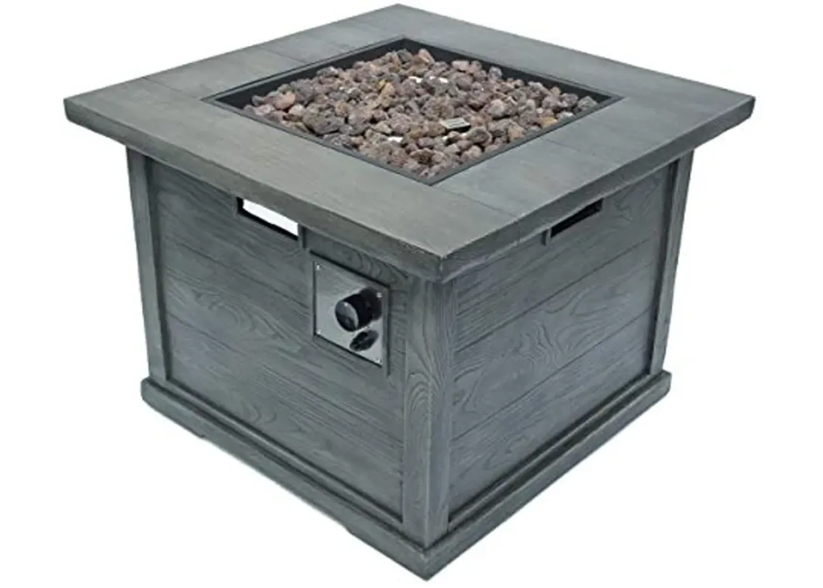 Christopher Knight Home Ellington Outdoor Square Gas Fire Pit, Grey With Wood Pattern