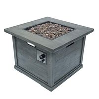 Christopher Knight Home Ellington Outdoor Square Gas Fire Pit, Grey With Wood Pattern