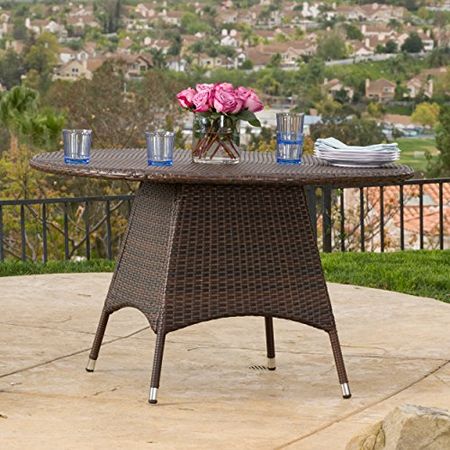 Christopher Knight Home Corsica  PE Round KD Dining Table, Multibrown