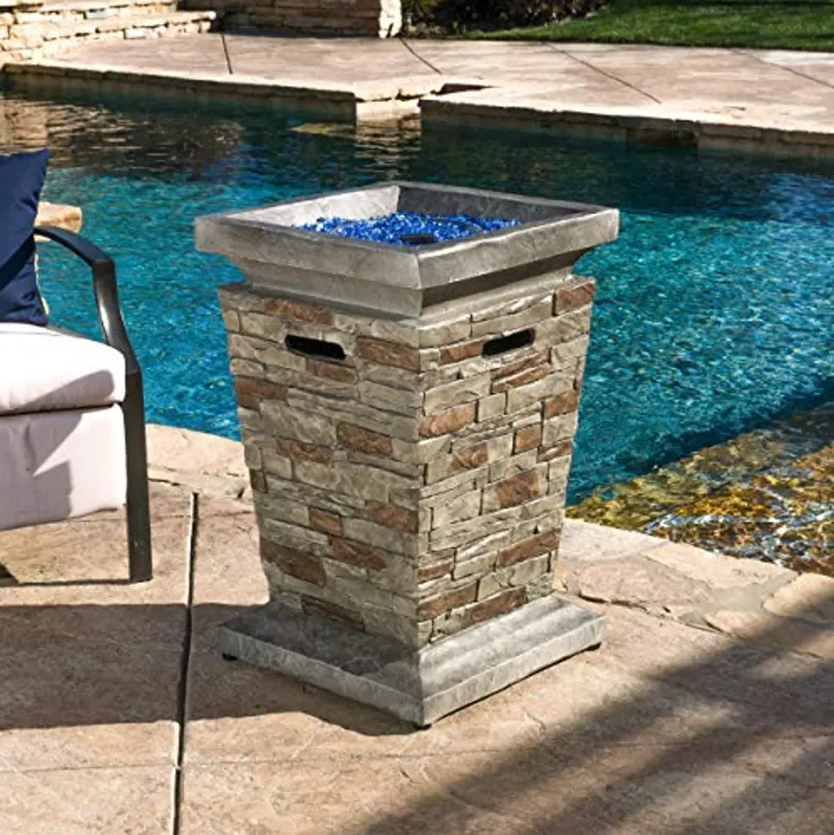 Christopher Knight Home Laguna MGO Fire Column - 40,000 BTU, 19.5", Natural Stone