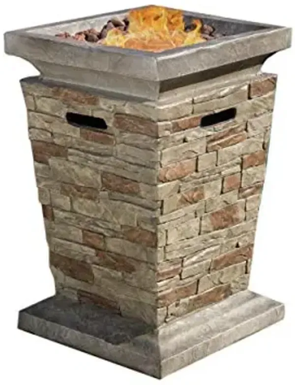 Christopher Knight Home Laguna MGO Fire Column - 40,000 BTU, 19.5", Natural Stone
