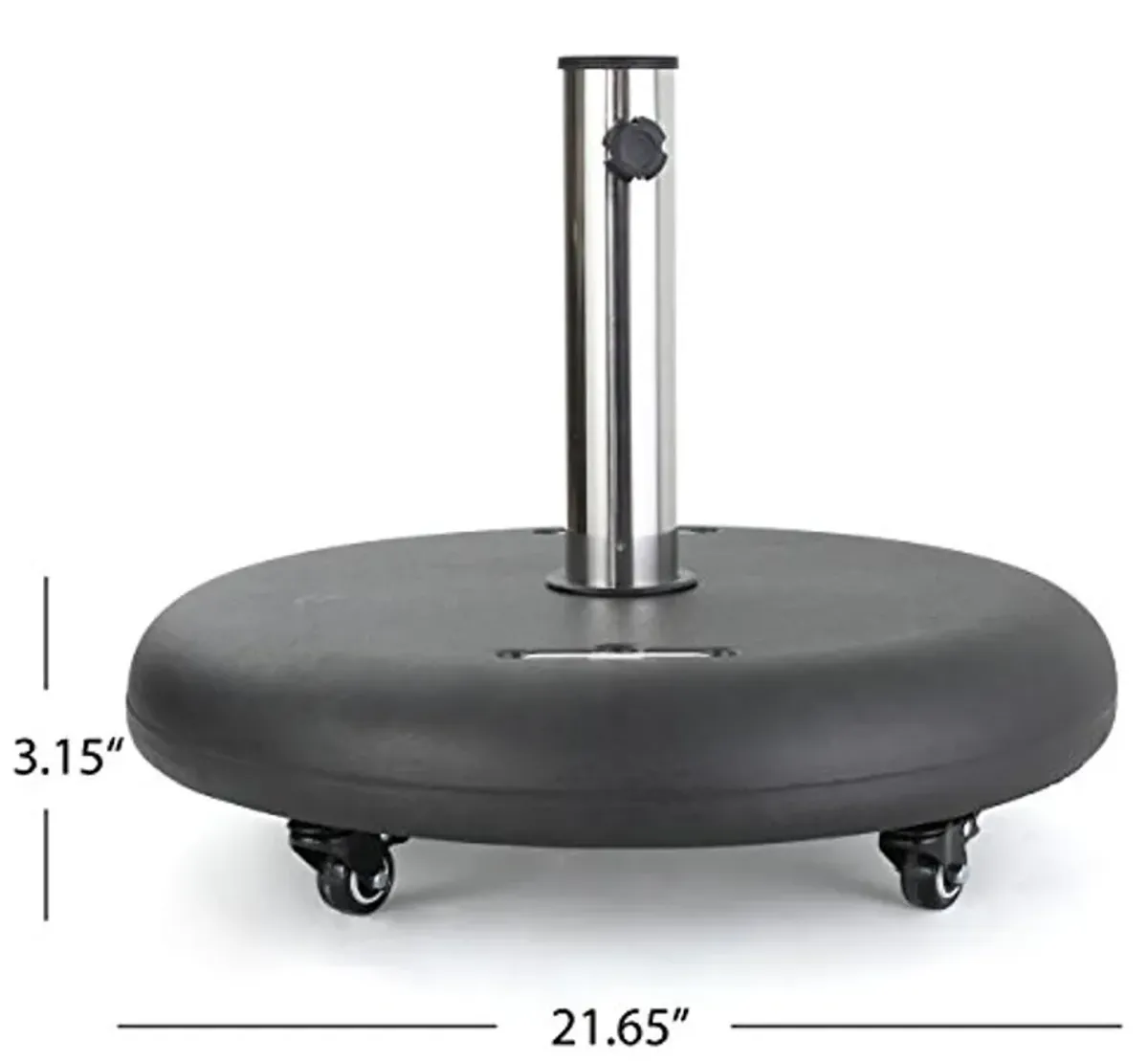 Christopher Knight Home Hayward 88lb Round Umbrella Base with Wheels and Stainless Steel Pole Handle, Black