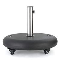 Christopher Knight Home Hayward 88lb Round Umbrella Base with Wheels and Stainless Steel Pole Handle, Black