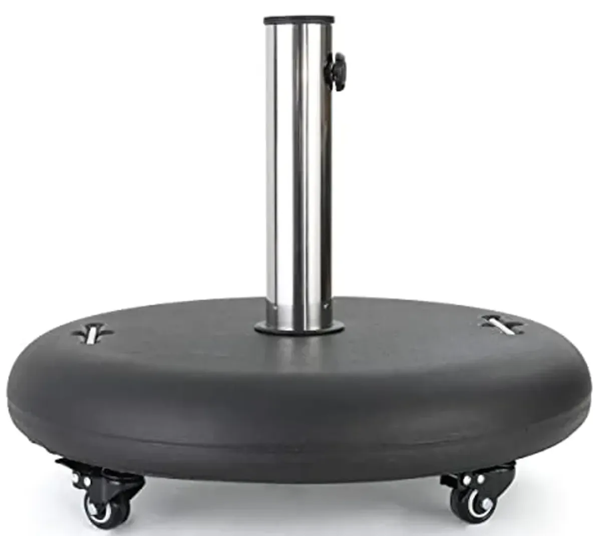 Christopher Knight Home Hayward 88lb Round Umbrella Base with Wheels and Stainless Steel Pole Handle, Black