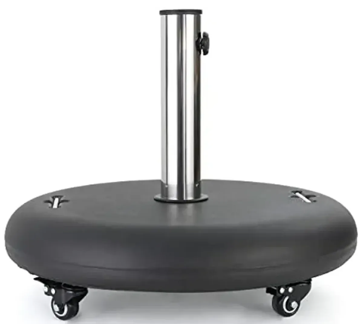 Christopher Knight Home Hayward 88lb Round Umbrella Base with Wheels and Stainless Steel Pole Handle, Black
