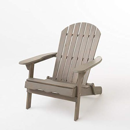Great Deal Furniture Milan Outdoor Rustic Acacia Wood Folding Adirondack Chair, Gray
