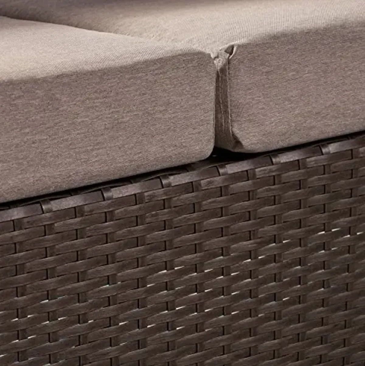 Christopher Knight Home Puerta Outdoor Wicker 3-Seater Sofa, Brown / Ceramic Grey Cushion