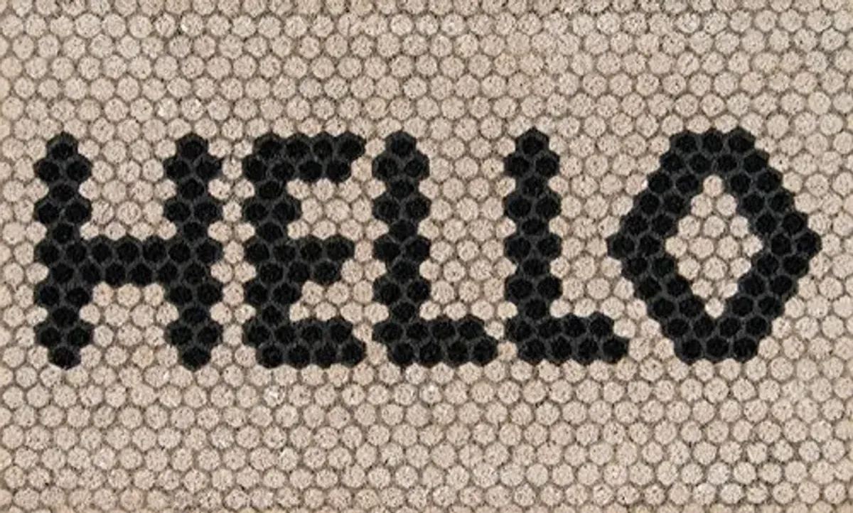 Novogratz by Momeni ALOHAALO15IVY1626 Aloha Collection Hello Hex Tile Door Mat, 1'6" x 2'6", Ivory