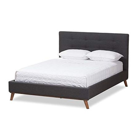 Baxton Studio Valencia Upholstered Full Platform Bed in Dark Gray