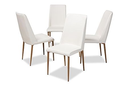 Baxton Studio Chandelle Modern and Contemporary White Faux Leather Upholstered Dining Chair 4-Piece Set