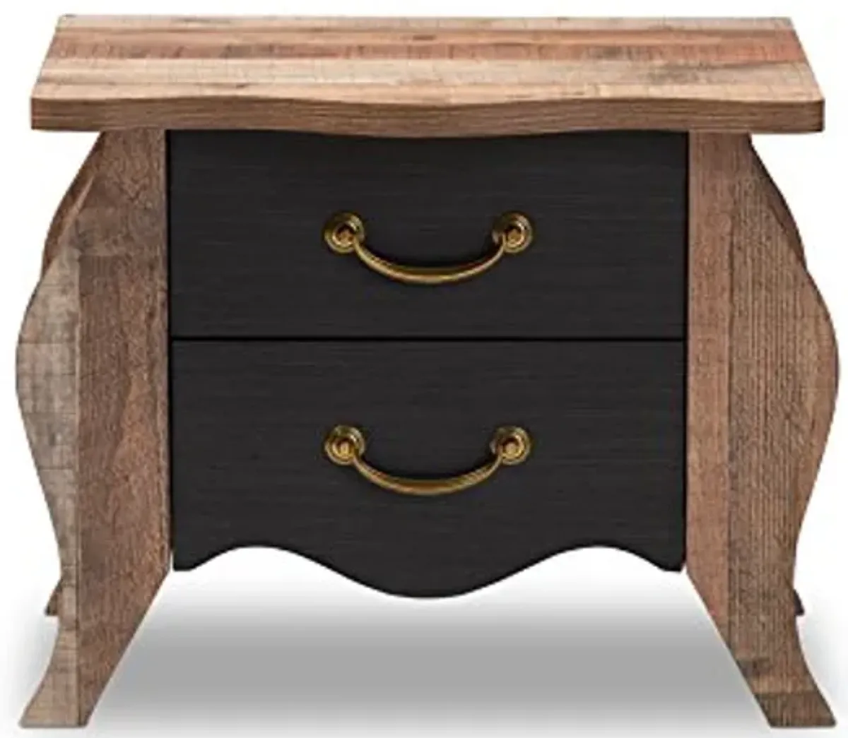 Baxton Studio Moselle Nightstand, Black/Oak Brown