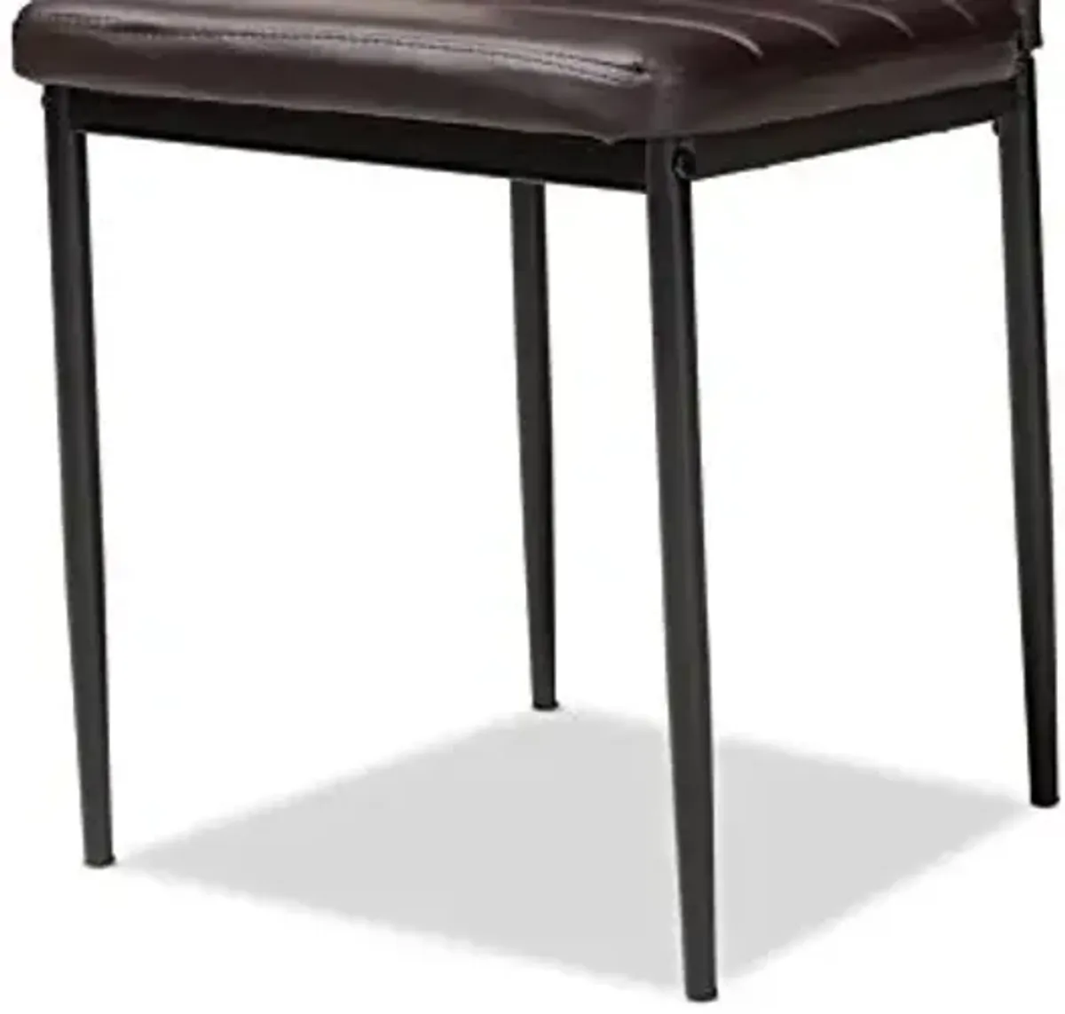 Baxton Studio Armand Modern and Contemporary Brown Faux Leather Upholstered Dining Chair