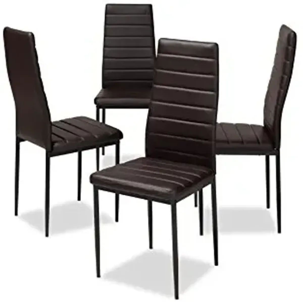 Baxton Studio Armand Modern and Contemporary Brown Faux Leather Upholstered Dining Chair