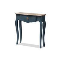 Baxton Studio Elancourt Classic and Provincial Spruce Finished Console Table, Blue