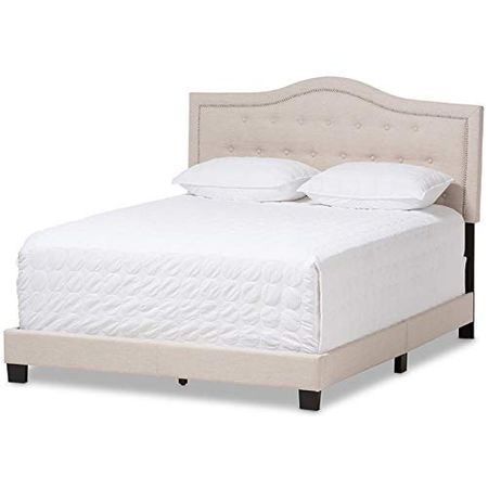 Baxton Studio Emerson Tufted Full Low Profile Bed in Light Beige